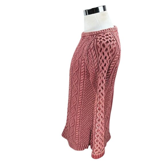 LL Bean Signature Fisherman Tunic Side Zip Sweater Women’s Small Burnt Rose Pink - Picture 4 of 11